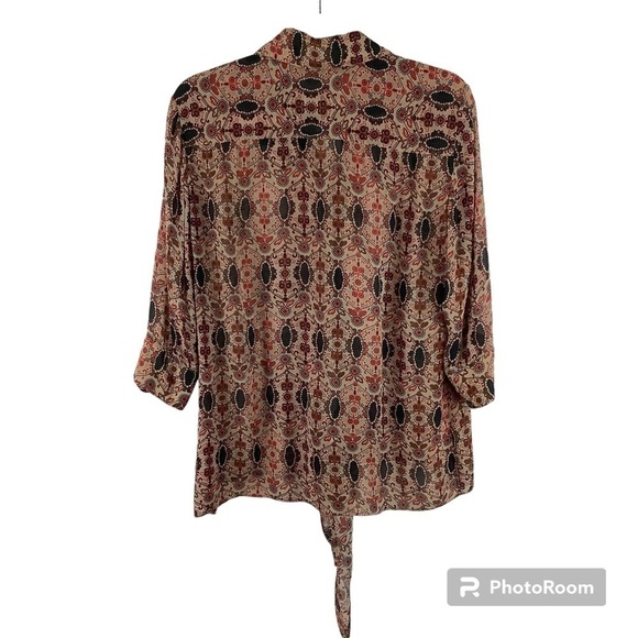 Amir Slama Floral Silk Blouse with Tie Front AS IS - Picture 2 of 7